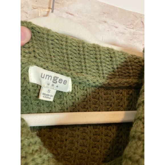 Umgee Oversized Sweater Womens Small Olive Green Chunky Knit Cowl Neck Boho - Picture 12 of 12